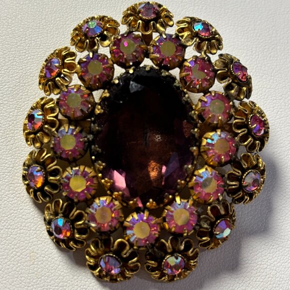 BEAUTIFUL VINTAGE AB BROOCH PLUS PENDANT - Picture 1 of 3